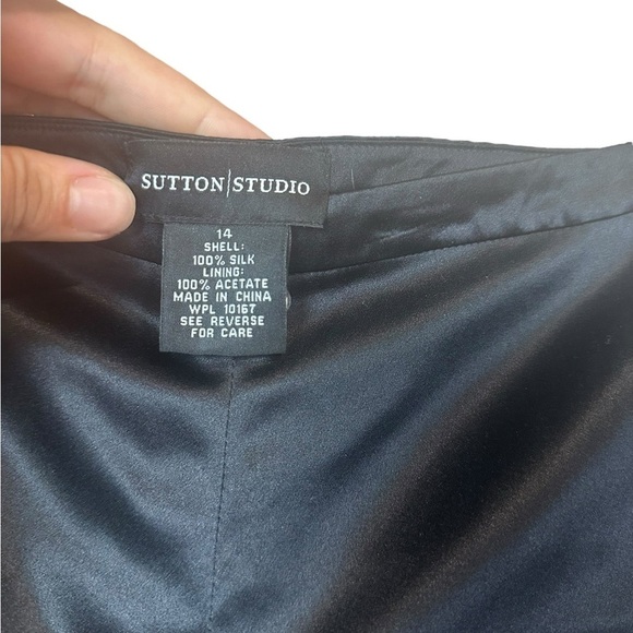 Sutton Studio / Bloomingdale's | NWT | 100% Silk Black Trouser Pants | Size 14 - Picture 2 of 5